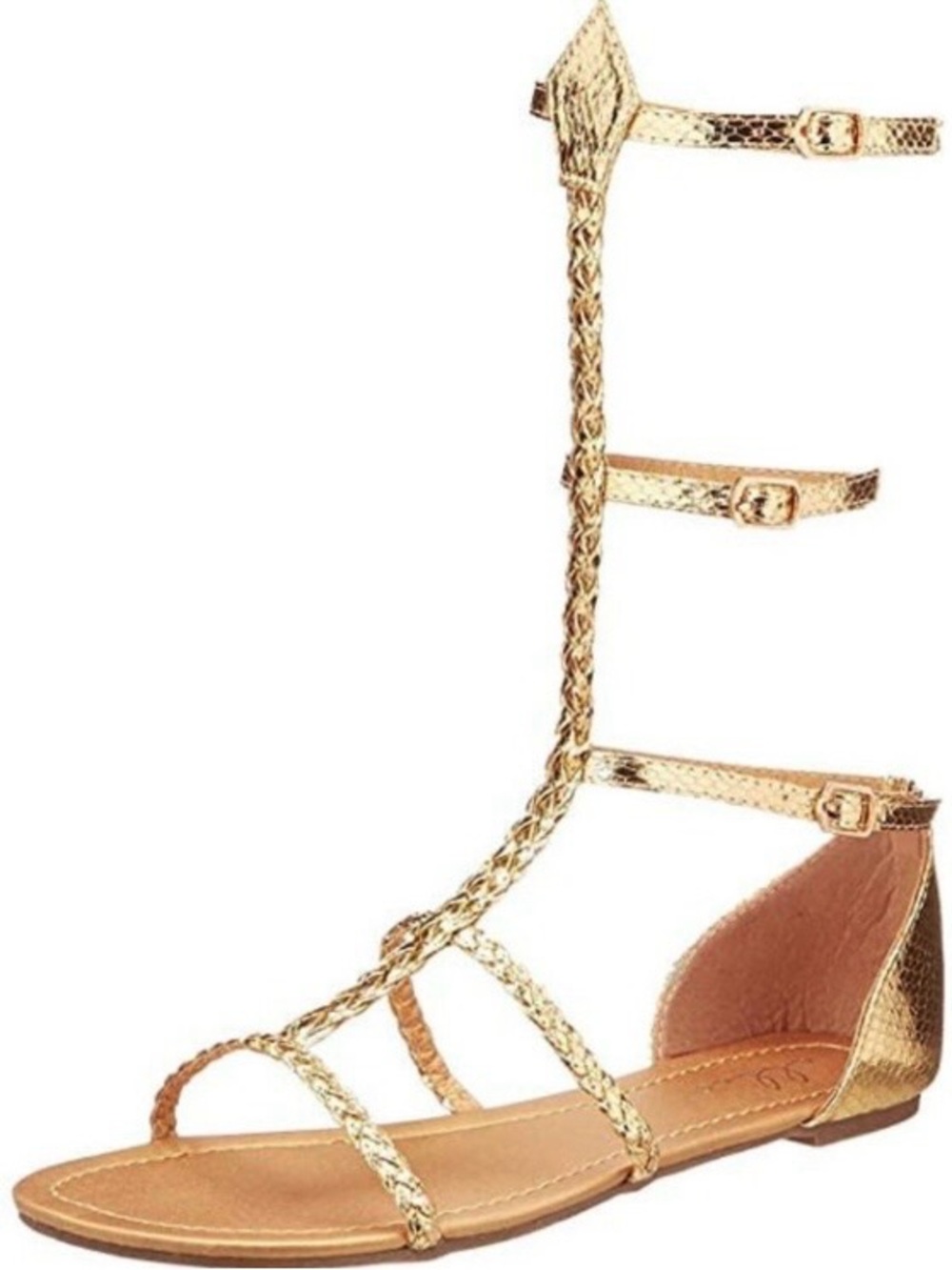 Ellie Gold Braided Gladiator Flat Sandals